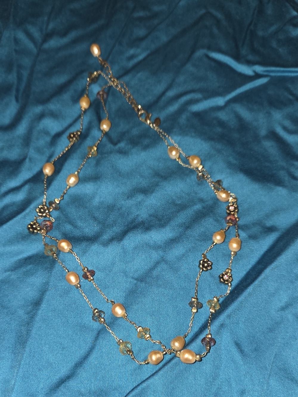 Delicate Gold-Tone Multi-Strand Pearl Necklace